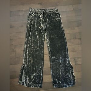 Cloth + Stone Charcoal Crushed Velvet Open Side Elastic Tie Waist Pants Size M